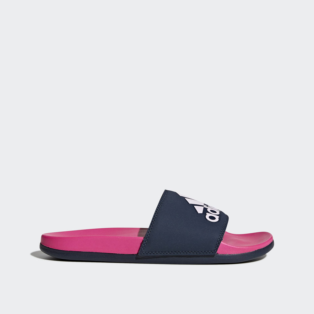 Adidas Adilette Cloudfoam Plus Logo Slides - παντοφλες γυναικεια - Ροζ/Σκουρο Μπλε/Ροζ,Μέγεθος: EU 3